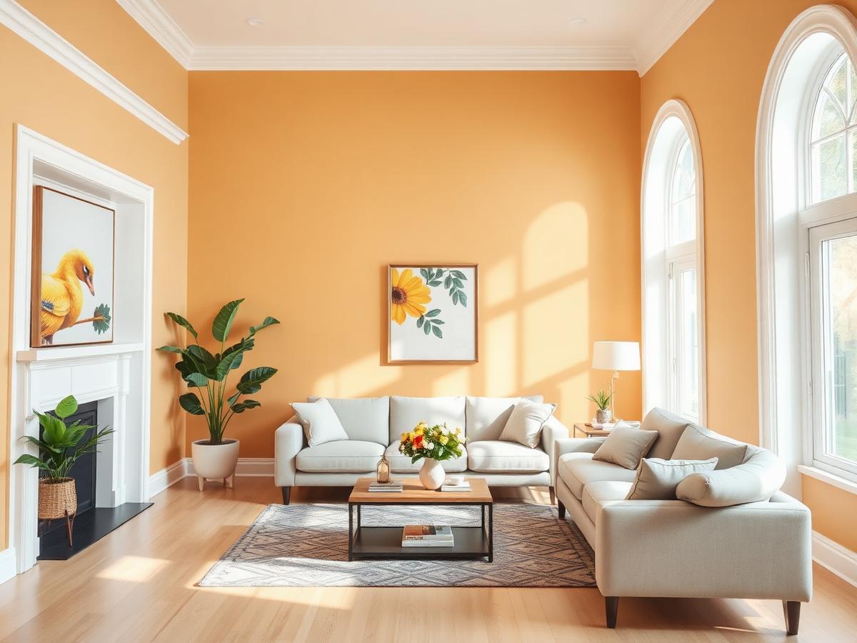 Freshly painted bright living room with white trim