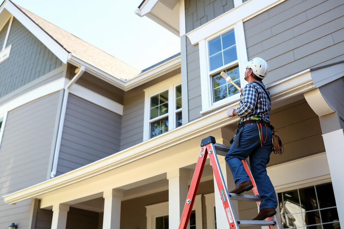 Craftsman Pacific Northwest home exterior being painted